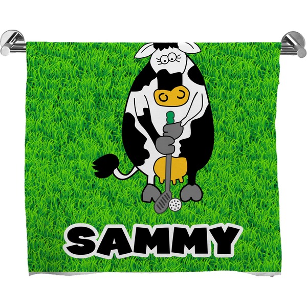 Custom Cow Golfer Bath Towel (Personalized)