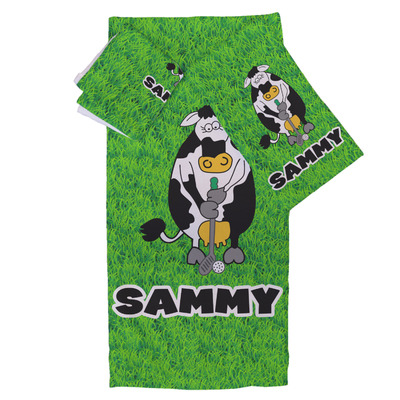Cow Golfer Bath Towel Set - 3 Pcs (Personalized)