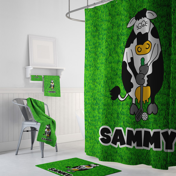 Cow Golfer Bath Towel Sets - 3-piece - In Context