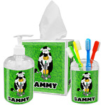 Cow Golfer Acrylic Bathroom Accessories Set w/ Name or Text