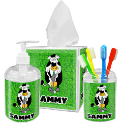 Cow Golfer Acrylic Bathroom Accessories Set w/ Name or Text