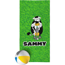 Cow Golfer Beach Towel (Personalized)