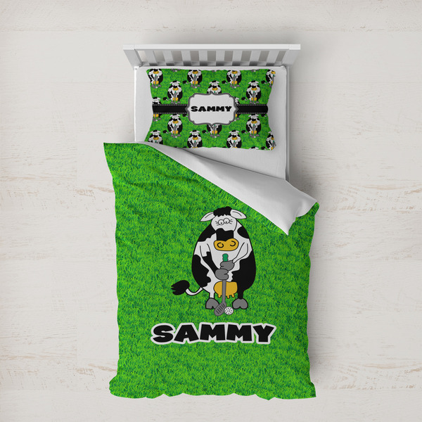 Custom Cow Golfer Duvet Cover Set - Twin XL (Personalized)