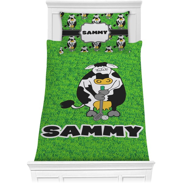 Custom Cow Golfer Comforter Set - Twin (Personalized)