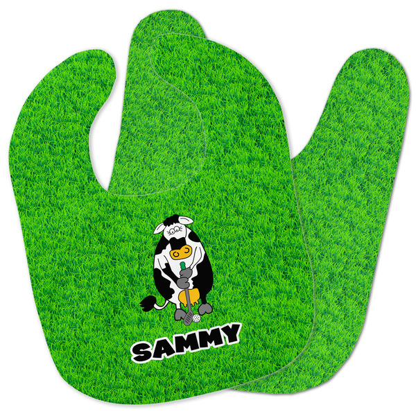 Custom Cow Golfer Baby Bib w/ Name or Text