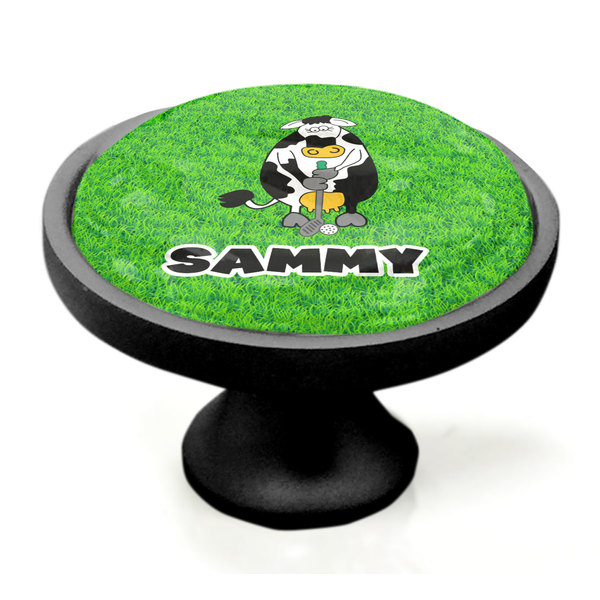 Cow Golfer Black Custom Cabinet Knob (Side)