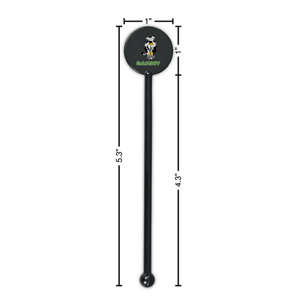 Cow Golfer Black Plastic 5.5" Stir Stick - Round - Dimensions