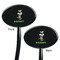Cow Golfer Black Plastic 7" Stir Stick - Double Sided - Oval - Front & Back