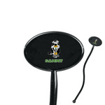 Cow Golfer 7" Oval Plastic Stir Sticks - Black - Double Sided (Personalized)