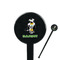 Cow Golfer Black Plastic 7" Stir Stick - Round - Closeup