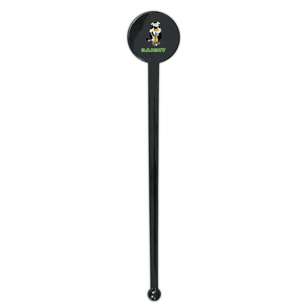 Cow Golfer Black Plastic 7" Stir Stick - Round - Single Stick
