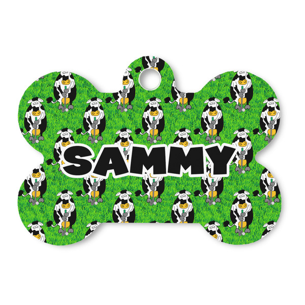 Custom Cow Golfer Bone Shaped Dog ID Tag (Personalized)