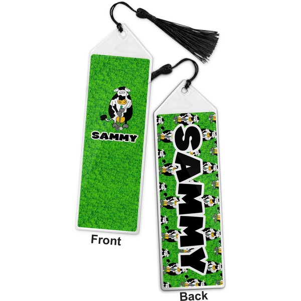 Cow Golfer Bookmark with tassel - Front and Back