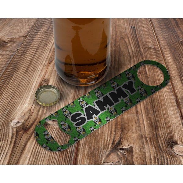 Cow Golfer Bottle Opener - In Use