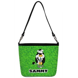 Cow Golfer Bucket Bag w/ Genuine Leather Trim (Personalized)