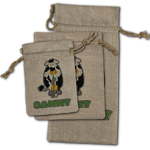 Cow Golfer Burlap Gift Bags - (PARENT MAIN) All Three