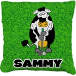 Cow Golfer Faux-Linen Throw Pillow 16" (Personalized)