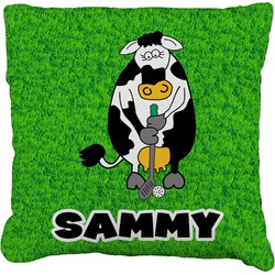 Cow Golfer Faux-Linen Throw Pillow 26" (Personalized)