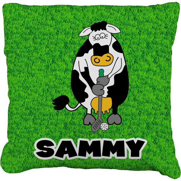 Custom Cow Golfer Faux-Linen Throw Pillow 26" (Personalized)