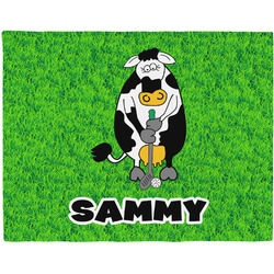 Cow Golfer Woven Fabric Placemat - Twill w/ Name or Text