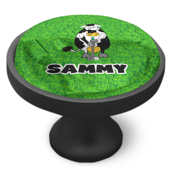 Cow Golfer Cabinet Knob - Black - Side