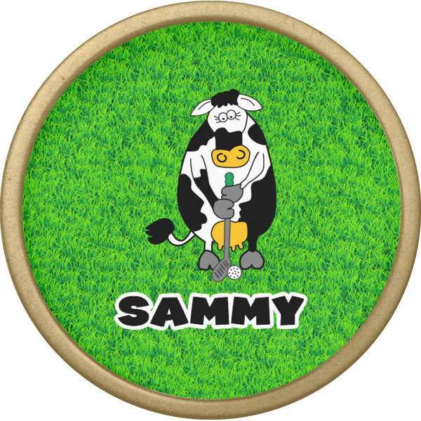 Cow Golfer Cabinet Knob - Gold - Front