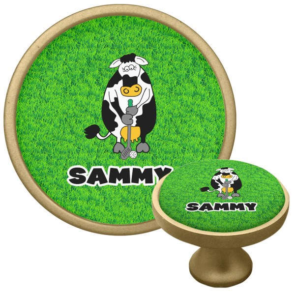 Cow Golfer Cabinet Knob - Gold - Multi Angle