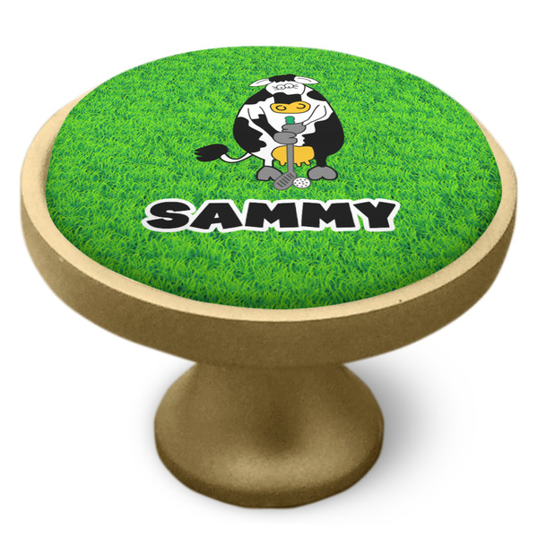 Cow Golfer Cabinet Knob - Gold - Side