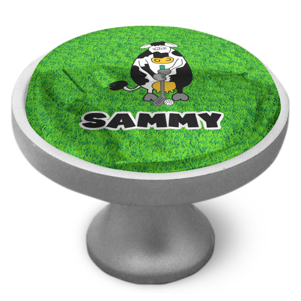 Cow Golfer Cabinet Knob - Nickel - Side