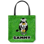 Cow Golfer Canvas Tote Bag - Small - 13"x13" (Personalized)