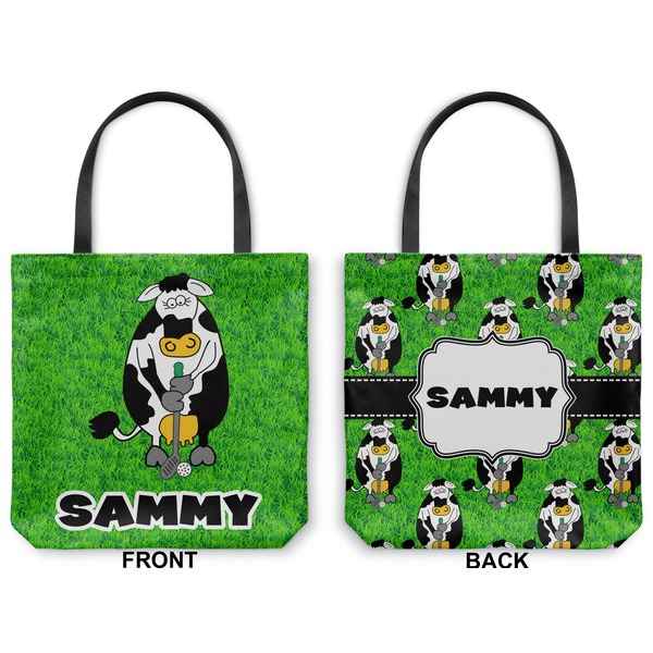Cow Golfer Canvas Tote - Front and Back