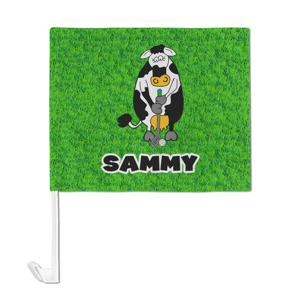 Cow Golfer Car Flag - Large - FRONT