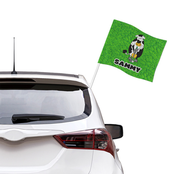Cow Golfer Car Flag - Large - LIFESTYLE