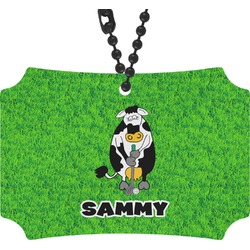 Cow Golfer Rear View Mirror Ornament (Personalized)