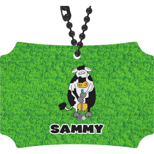 Custom Cow Golfer Rear View Mirror Ornament (Personalized)
