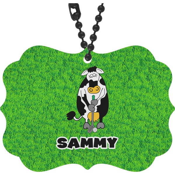 Custom Cow Golfer Rear View Mirror Charm (Personalized)