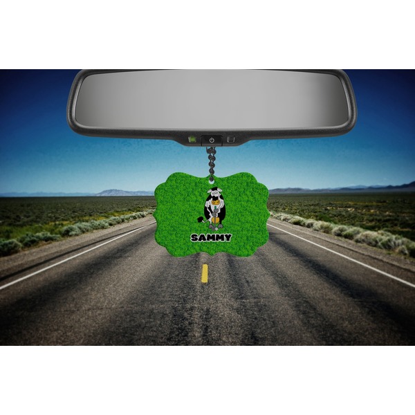 Cow Golfer Car Ornament (Road)