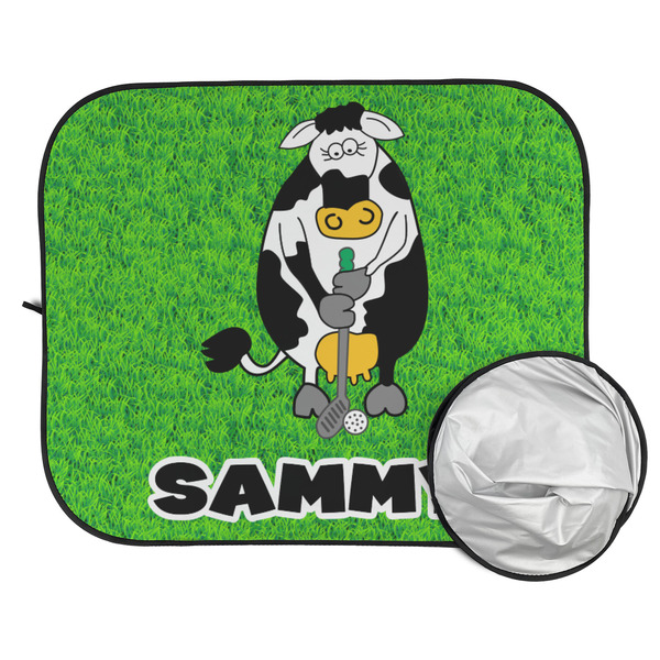 Cow Golfer Car Sun Shades - FOLDED & UNFOLDED
