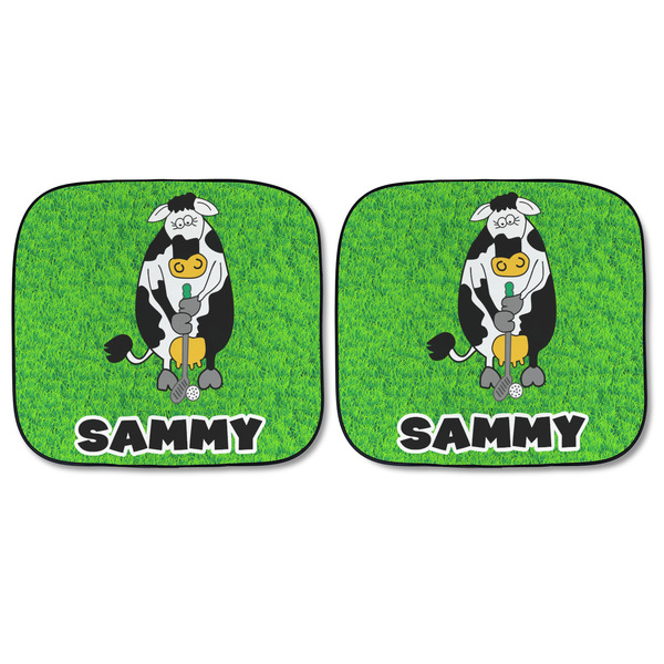 Cow Golfer Car Sun Shades - FRONT