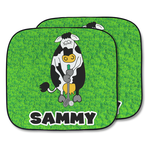 Custom Cow Golfer Car Sun Shade - Two Piece (Personalized)