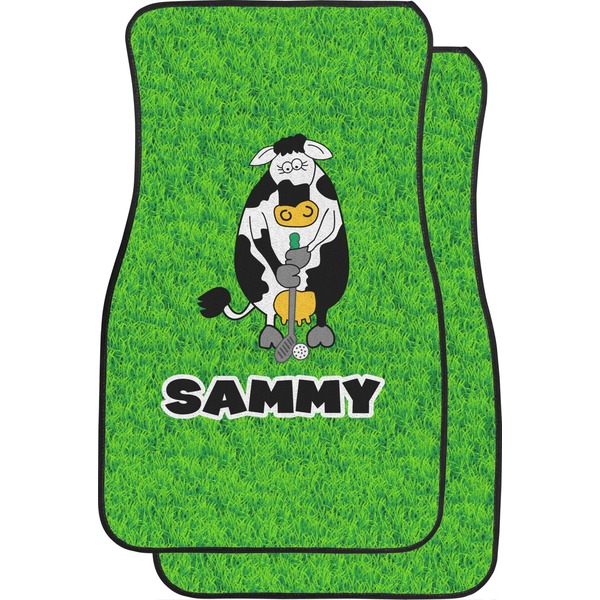 Custom Cow Golfer Car Floor Mats (Front Seat) (Personalized)