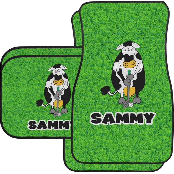 Custom Cow Golfer Car Floor Mats Set - 2 Front & 2 Back (Personalized)