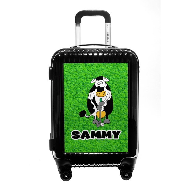 Custom Cow Golfer Carry On Hard Shell Suitcase (Personalized)