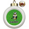 Cow Golfer Ceramic Ball Ornaments - Poinsettia Garland (Personalized)