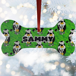 Cow Golfer Ceramic Dog Ornament w/ Name or Text