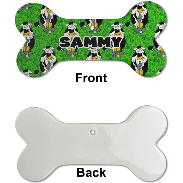 Cow Golfer Ceramic Flat Ornament - Bone Front & Back Single Print (APPROVAL)
