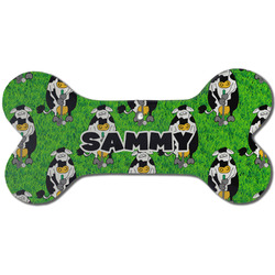 Cow Golfer Ceramic Dog Ornament - Front w/ Name or Text