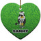 Cow Golfer Ceramic Flat Ornament - Heart (Front)