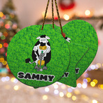 Cow Golfer Ceramic Ornament w/ Name or Text