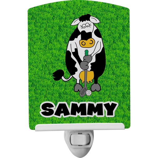 Custom Cow Golfer Ceramic Night Light (Personalized)